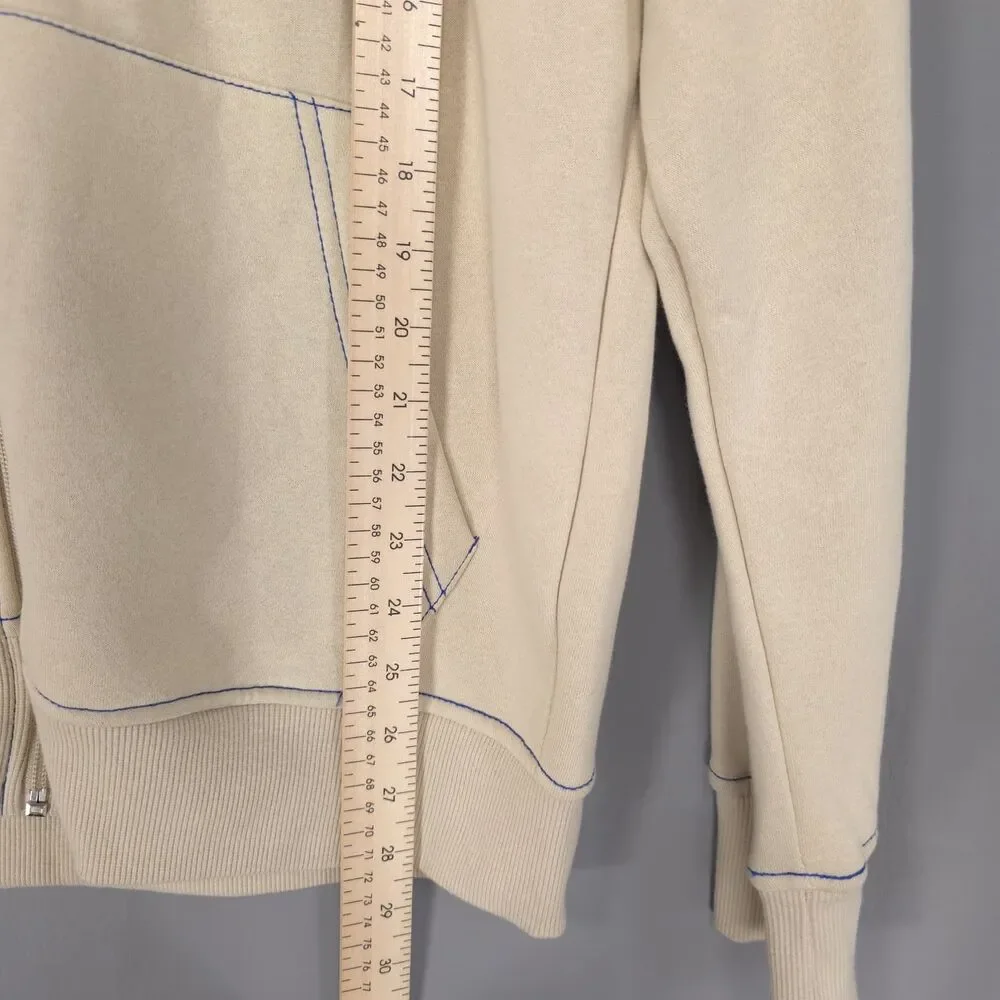 TRUE RELIGION Men's New MEDIUM Full Zip Hoodie Fog Beige Buddha Guitar 701400